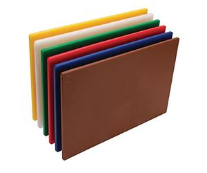 Hygiplas Ensemble de planches à découper LDPE basse densité (lot de 6), taille de planche à code couleur : 455(L) x 305(L) x 10(H)mm, ensemble de planches à découper de cuisine hygiénique, W356