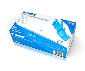 HYGISUN Lot de 100 gants jetables en nitrile non poudrés - Gants d'examen - Bleu - Tailles S, M, L, XL (taille XL)