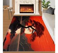 HYGIUID Chemin de cuisine japonais Zen Paysage - 80 x 150 cm - Esthétique orientale - Coucher de soleil tranquilité arbre - Tapis antidérapant et anti-fatigue pour couloir, entrée, couloir