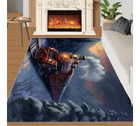 HYGIUID Chemin de cuisine locomotive alpin - 80 x 150 cm - Chemin de porte romantique enneigé - Paysage de train de montagne confortable - Tapis antidérapant et anti-fatigue pour couloir, entrée