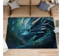 HYGIUID Epic Dragon Tapis de couloir, 70 x 120 cm, tapis de couloir antidérapant pour cuisine, chambre d'enfant, table de chevet, vert forêt