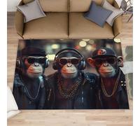 HYGIUID Gorilla - Chemin de cuisine - 80 x 150 cm - Motif chimpanzé - Hip-hop Gorilla - Antidérapant et anti-fatigue - Pour couloir, entrée, couloir