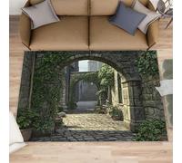 HYGIUID Grand tapis de rue européen - 160 x 230 cm - Tapis rétro pour chambre à coucher, quartier ancien, tapis de sol qui ne perd pas ses poils - Pour chambre d'enfant, bureau, salle de jeux pour