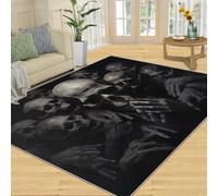 HYGIUID Grand tapis de salon - 160 x 230 cm - Macabre - Squelette priant - Pour chambre à coucher, chambre d'enfant - Motif crâne et os - Ne perd pas ses poils - Pour chambre d'enfant, bureau, salle