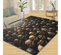 HYGIUID Grand tapis de salon - 160 x 230 cm - Motif tête de mort macabre - Horde - Pour chambre à coucher, chambre d'enfant, salle de jeux - Ne perd pas ses poils
