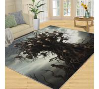 HYGIUID Grand tapis motif tête de mort - 160 x 230 cm - Macabre - Esthétique macabre - Tapis de sol pour chambre à coucher, horreur gothique, ne perd pas ses poils - Pour chambre d'enfant, bureau