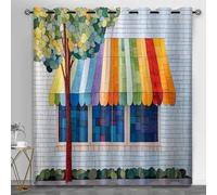 HYGIUID Lot de 2 rideaux de séparation de pièce à motif d'architecture mosaïque, rideaux à isolation thermique modernes et simples pour protéger l'intimité, 168 x 137,9 cm