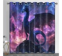 HYGIUID Lot de 2 rideaux occultants thermiques pour salon, motif dragon volant mystérieux, rideaux occultants thermiques pour décoration de lieux de divertissement, 168 x 229 cm