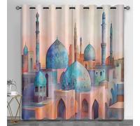 HYGIUID Minaret Lot de 2 rideaux exotiques pour chambre à coucher, architecture médiévale, salon, café, hôtel, chambre, magasin, restaurant - 117,1 x 182,9 cm