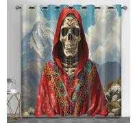 HYGIUID Mountaintop Lot de 2 rideaux occultants thermiques pour chambre à coucher, motif tête de mort, folklore mexicain, pour école, salle de classe, crèche, dortoir, 117,1 x 160 cm