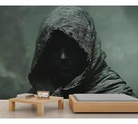 HYGIUID Papier peint à motif de figure mystérieuse noire - Décoration murale de style sombre - Papier peint panoramique pour chambre d'enfant ou chambre d'enfant (non autocollant)