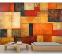 HYGIUID Papier peint abstrait géométrique rétro - Art moderne - Poster mural surdimensionné - Style salle de jeux, café - Décoration de fond (non autocollante)