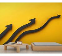 HYGIUID - Papier peint mural 3D en forme de flèche, art minimaliste abstrait créatif, poster mural surdimensionné style salle de jeux, café, décoration de fond (non autocollante)