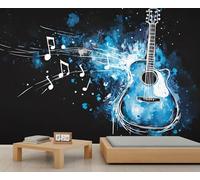 HYGIUID Papier peint mural 3D géant en forme de guitare, instrument de musique, échelle commerciale, café, salon, galerie (non autocollant)