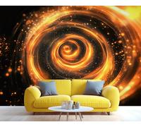 HYGIUID Papier peint mural à effet de lumière spirale - Technologie futuriste - Décoration murale de restaurant ou dîner à grande échelle - Décoration artistique - Photo d'accent panoramique (non