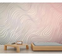 HYGIUID Papier peint mural abstrait avec lignes ondulées - Art minimaliste - Poster mural surdimensionné de style salle de jeux, café - Décoration de fond (non autocollante)