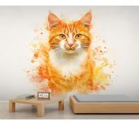 HYGIUID Papier peint mural avec chats noirs - Portraits d'animaux - Papier peint géant 3D à l'échelle commerciale pour café, salon, galerie (non autocollant)