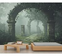 HYGIUID Papier peint mural avec chemin de pierre antique Ruines brumeuses Décoration murale de restaurant ou dîner à grande échelle Photo d'accent panoramique (non autocollant)