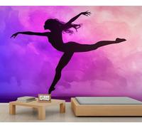 HYGIUID Papier peint mural avec danseuse dansante - Art abstrait - Poster mural surdimensionné - Style salle de jeux ou café - Décoration de fond (non autocollante)