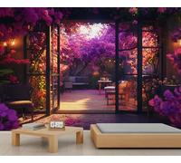 HYGIUID Papier peint mural avec motif floral et espace intérieur - Papier peint photo personnalisé pour bureau, réception, studio (non autocollant)