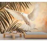 HYGIUID Papier peint mural colombe de la paix, feuilles de palmier, animaux, papier peint commercial, hôtel, papier peint personnalisé, poster mural panoramique massif (non autocollant)