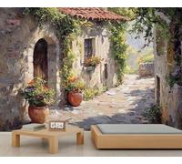 HYGIUID Papier peint mural de ville européenne avec ruelle de pierre, décoration murale de restaurant, salle à manger, décoration artistique à grande échelle (non autocollante)