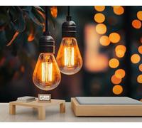 HYGIUID Papier peint mural en forme d'ampoule rétro nostalgie Papier peint géant 3D à l'échelle commerciale pour café, salon, galerie (non autocollant)