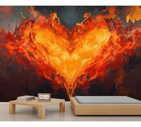 HYGIUID Papier peint mural en forme de cœur brûlant - Art abstrait - Poster mural surdimensionné - Style salle de jeux, café - Décoration de fond (non autocollante)