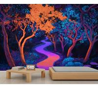 HYGIUID Papier peint mural fantastique avec chemin de forêt - Art abstrait - Poster mural surdimensionné de style salle de jeux ou café - Décoration de fond (non autocollante)