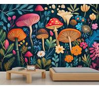 HYGIUID Papier peint mural fantastique avec motif champignons de conte de fées Plantes de conte de fées Décoration murale de restaurant ou dîner à grande échelle Décoration artistique Photo