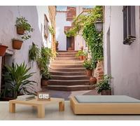 HYGIUID - Papier peint mural géant de style méditerranéen avec marches en pierre, décoration murale pour salon, salle à manger (non autocollant)