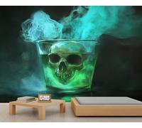 HYGIUID Papier peint mural gothique mystère tête de mort terrifiante poster mural personnalisé pour hôtel commercial Poster mural panoramique massif (non autocollant)