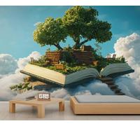 HYGIUID Papier peint mural motif île flottante des contes de fées - Grand papier peint panoramique pour chambre à coucher, salon - Toile de fond 3D pour canapé (non autocollant)