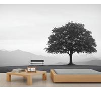 HYGIUID Papier peint mural simple en forme d'arbre et paysage - Art minimaliste - Poster mural surdimensionné pour salle de jeux ou café - Décoration de fond (non autocollante)