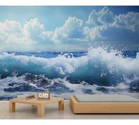 HYGIUID Papier peint mural vagues déchaînées de l'océan réaliste - Grande décoration murale panoramique pour chambre à coucher, salon - Toile de fond 3D pour canapé (non autocollant)