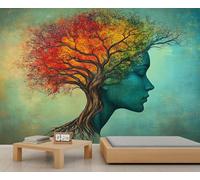 HYGIUID Papier peint mural vintage Arbre de Vie Symbiose naturelle Racines d'arbre Papier peint mural 3D géant à l'échelle commerciale pour café, salon, galerie (non auto-adhésif)