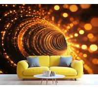 HYGIUID Papier peint tunnel lumineux - Papier peint panoramique extra large - Motif espace mystérieux - Technologie cool - Papier peint personnalisé pour hôtel, restaurant, hall d'accueil (non