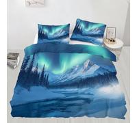 HYGIUID Parure de lit respirante avec housse de couette et 2 taies d'oreiller Motif ciel étoilé Iceberg Idéal pour toutes les saisons 260 x 220 cm