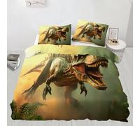 HYGIUID Parure de lit respirante avec housse de couette et 2 taies d'oreiller Motif dinosaures anciens 260 x 220 cm
