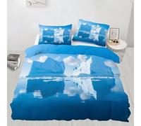 HYGIUID Polar Iceberg Parure de lit avec housse de couette et 2 taies d'oreiller - Lavable en machine - Attaches d'angle - Décoration moderne pour chambre à coucher (200 x 200 cm)