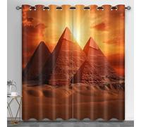 HYGIUID Pyramides Lot de 2 rideaux courts pour fenêtre de cuisine, buanderie, loft, style désert, architecture égyptienne, 71,1 x 137,9 cm