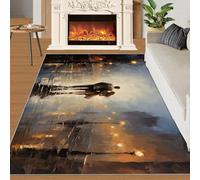 HYGIUID Romantique France Lover Tapis de couloir - 70 x 120 cm Walk Lover Peinture à l'huile Tapis de couloir pour cuisine, rue européenne, tapis antidérapant pour chambre d'enfant, chambre d'enfant