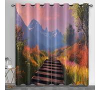 HYGIUID Snow Mountain Lot de 2 rideaux occultants pour fenêtre de chambre à coucher, hôtel, décoration d'intérieur, paysage d'automne, paysage naturel, 140 x 229 cm