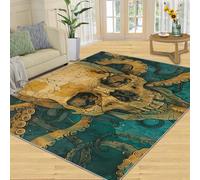 HYGIUID Tapis Crâne Salon - 120 x 170 cm - Tapis de chevet rétro gothique foncé pour chambre à coucher, style Cthulhu-Mythos - Tapis de sol antidérapant et lavable pour cuisine, chambre de fille et