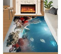 HYGIUID Tapis de couloir - 70 x 120 cm - Ocean Coral Reef - Tapis de couloir pour cuisine, monde sous-marin - Tapis antidérapant pour chambre d'enfant, chambre d'enfant, chevet
