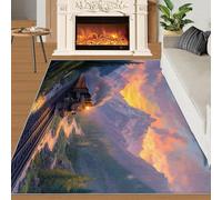 HYGIUID Tapis de couloir à vapeur alpin - 70 x 120 cm - Paysage de montagne - Tapis de couloir antidérapant pour cuisine, chambre d'enfant, chambre d'enfant, chevet