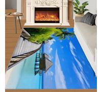 HYGIUID Tapis de couloir paysage de plage - 70 x 120 cm - Tapis de couloir tropical pour cuisine, escapade côtière - Tapis antidérapant pour chambre d'enfant, chambre d'enfant, chevet