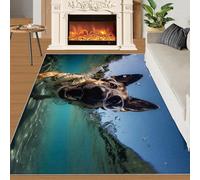 HYGIUID Tapis de porte - 60 x 90 cm - Chien sous-marin - Tapis de cuisine - Berger allemand - Tapis d'intérieur et de salle de bain - Lavable - Pour couloir, chambre à coucher, chevet
