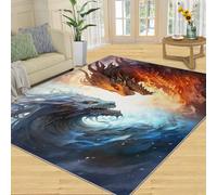 HYGIUID Tapis de porte - 60 x 90 cm - Motif dragon de glace et feu - Elemental Wyrms Duel - Lavable - Pour couloir, chambre à coucher, chevet