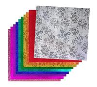 Hygloss 26486 Specialty en Relief Feuille métallique 30,5 x 30,5 cm 50 Feuilles de Papier Assortiment de Couleurs et Designs,